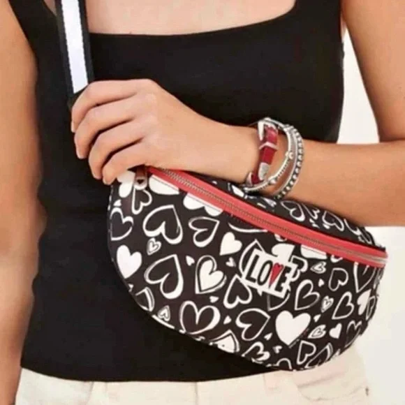 NWT Brighton Black and White Heart Print Sling Bag - Picture 9 of 9